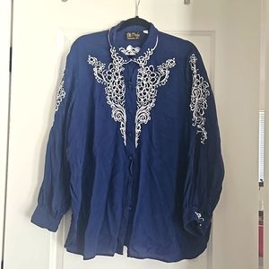Vintage Blue & White Bob Mackie Blouse